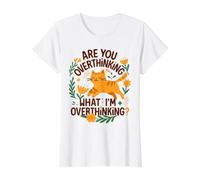 ES-tu en Train de trop réfléchir à ce Que Je Pense trop ? Cat Funny T-Shirt Graphique avec Valeur, Femme, Blanc, M