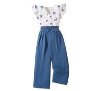 es-uk Adorables vêtements pour enfants - Tenues d'été et ensembles de vêtements pour filles de 7 à 12 ans, parfaits pour des aventures d'été élégantes, bleu, 11-12 ans