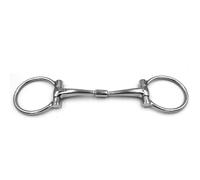 ES0244 Mors Western Snaffle - Anneau en D - Double cassé - Avec cylindre central anatomique pour aide indépendante à la bride - Liberté de langue - En acier inoxydable - Épaisseur de mors : 14 mm