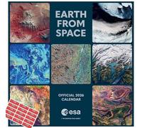 ESA Calendrier mural carré 2026 Terre depuis l'espace Photographie officielle de l'Agence spatiale européenne avec autocollants d'organisation inclus