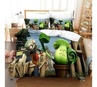 ESAAH Parure de lit 3D Plants Vs Zombie Print en microfibre - 1 housse de couette et 2 taies d'oreiller - Parure de lit pour enfant (A1, 135 x 200 cm + 80 x 80 cm)