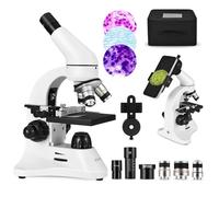 ESAKO Microscope 40-2000x pour Enfants, étudiants, Adultes, avec Table d'objet mécanique, Adaptateur de téléphone et Lames préparées, Corps en métal, Microscope pour Science, éducation, école