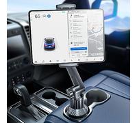 eSamcore Support de tablette pour voiture, pour iPad, porte-gobelet, support de voiture avec grande pince de 4 cm de profondeur, hauteur réglable de 38,1 cm, support pour iPad pour voiture pour