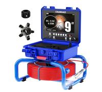 ESANHAO Camera Inspection Canalisation avec Compteur de Distance, 9'' IPS Moniteur Caméra Endoscopique avec Enregistreur DVR, Étanche IP68 Plombier Tuyaux Drain Endoscope Industriel