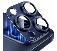 Esanik 2 Pièces Protection Camera Objectif pour iPhone 15 Pro/ 15 Pro Max, Protege Appareil Photo Arrière, Film en Alliage d'aluminium 9H, Anti-Rayures, Ultra HD Verre Trempé - Titane Bleu