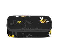 ESASAM Bee Love Trousse à crayons en tissu Oxford avec plusieurs compartiments Motif miel, Noir , Taille unique, Sac à dos enfant