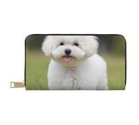 ESASAM Bichon Frise Dog Long Portefeuille Cuir PU Élégant Pratique et Durable, blanc, Taille unique
