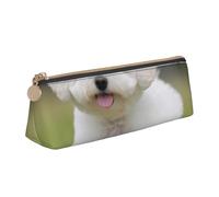 ESASAM Bichon Frise Dog Trousse Triangulaire en Cuir Léger et Mignon Grande Capacité, blanc, Taille unique, Sac à dos d'école