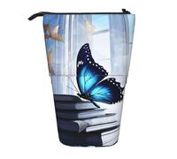 ESASAM Blue Butterfly A Trousse à crayons avec un design rétractable, polyvalente et durable, Noir , Taille unique, Cartable