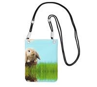 ESASAM Bunny on Green Grass Étui de téléphone à bandoulière de grande capacité pour voyager sans soucis, Noir , Taille unique