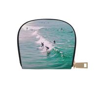 ESASAM Celestial Night Sky Sac à cartes en cuir - Portefeuille compact et durable, plusieurs fentes pour cartes, sécurisé, portable et grande capacité, Beach Surf, Taille unique