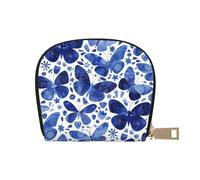 ESASAM Celestial Night Sky Sac à cartes en cuir - Portefeuille compact et durable, plusieurs fentes pour cartes, sécurisé, portable et grande capacité, Papillons bleus., Taille unique