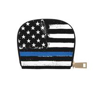 ESASAM Celestial Night Sky Sac à cartes en cuir - Portefeuille compact et durable, plusieurs fentes pour cartes, sécurisé, portable et grande capacité, Drapeau des États-Unis à ligne fine bleue,