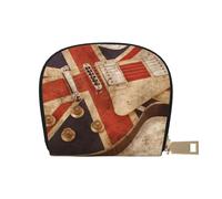 ESASAM Celestial Night Sky Sac à cartes en cuir - Portefeuille compact et durable, plusieurs fentes pour cartes, sécurisé, portable et grande capacité, Guitare drapeau anglais, Taille unique