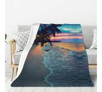 ESASAM Coconut Beach Sunset Hamac Couverture en flanelle 320 g, légère et chaude, hypoallergénique