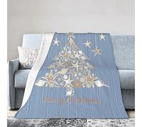ESASAM Couverture en flanelle super douce, motif coquillages de Noël, chaude et ne bouloche pas, super légère
