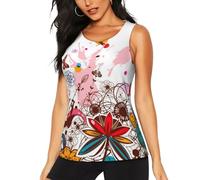 ESASAM Débardeur d'entraînement pour femme avec fleurs et papillons colorés - Chemise sans manches à séchage rapide pour un style de vie actif, vêtements de sport, chemises de course, hauts