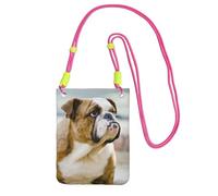 ESASAM Étui de téléphone à bandoulière amusant de bouledogue anglais de grande capacité pour voyager sans soucis, Fuchsia, Taille unique