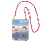 ESASAM Flock Of Pink Flamants On The Beach A Large Capacity Crossbody Phone Case For Worry Free Travel, Fuchsia, Taille unique