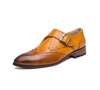 EsaSam Homme Boucle Simple Monk Chaussures à Boucle de Ville Wingtip Brogue Habillées Business Casual Loafer,Marron,40 EU