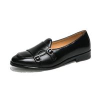 EsaSam Homme Boucle Simple Monk Chaussures à Boucle de Ville Wingtip Brogue Habillées Business Casual Loafer,Noir,47 EU