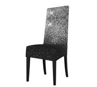 ESASAM Housse de protection pour chaise de salle à manger à paillettes argentées brillantes, lavable en machine, convient pour les chaises sans accoudoirs universelles