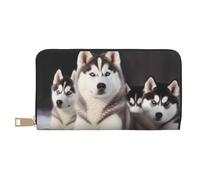 ESASAM Joli portefeuille long Husky en simili cuir, élégant, pratique et durable, blanc, Taille unique