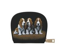 ESASAM Joli sac à cartes en cuir imprimé chiot basset hound élégant - Petit, pratique et imperméable, blanc, Taille unique