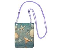 ESASAM Motif étoile de mer et coquillages, un étui de téléphone à bandoulière de grande capacité pour un voyage sans soucis, violet, Taille unique