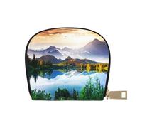 ESASAM Mountain Lake View Sunny Day Nature Print Shell Card Bag Élégant Cuir Shell Card Bag - Petit, pratique et imperméable, blanc, Taille unique