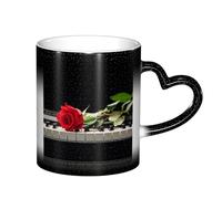 ESASAM Mug rose rouge sur piano ciel étoilé qui change de couleur, ajoutant une touche de magie à votre vie quotidienne