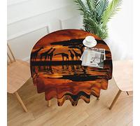 ESASAM Nappe ronde en polyester avec imprimé girafe sous l'arbre en Afrique - 152,4 cm - Résistante à la poussière - Infroissable - Pour cuisine, salle à manger - Décoration de table