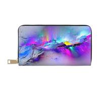 ESASAM Northern Lights Painting Long portefeuille en similicuir élégant, pratique et durable, blanc, Taille unique