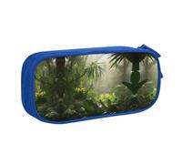 ESASAM Pencase en tissu Oxford avec impression scène de jungle tropicale pour l'école, le bureau et les voyages, bleu, Taille unique, Sac à dos enfant