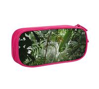 ESASAM Pencase en tissu Oxford avec impression scène de jungle tropicale pour l'école, le bureau et les voyages, rose, Taille unique, Sac à dos enfant