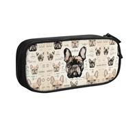 ESASAM Pencase en tissu Oxford avec imprimé « I Love » - Motif bouledogue français - Pour l'école, le bureau et les voyages, Noir , Taille unique, Sac à dos enfant