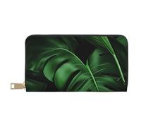 ESASAM Portefeuille long en simili cuir vert feuille de bananier élégant, pratique et durable, blanc, Taille unique