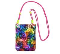 ESASAM Rainbow Rose Étui de téléphone à bandoulière de grande capacité pour voyager sans soucis, Fuchsia, Taille unique