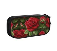 ESASAM Red Rose 2 Pencase en tissu Oxford personnalisé pour l'école, le bureau et les voyages, Noir , Taille unique, Sac à dos enfant