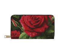 ESASAM Red Rose 2 Portefeuille long en simili cuir, élégant, pratique et durable, blanc, Taille unique