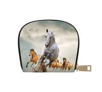 ESASAM Sac à cartes en cuir avec motif cheval sauvage - Petit, pratique et imperméable, blanc, Taille unique