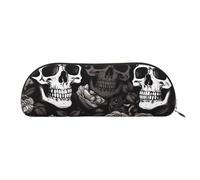 ESASAM Sac de rangement semi-circulaire en cuir noir motif tête de mort, forme semi-circulaire, simple et tendance, doré, Taille unique, Sac à dos d'école