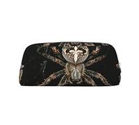 ESASAM Scary Spider Trousse à crayons en cuir avec fermeture éclair tridimensionnelle, simple et élégante, tendance et pratique, Argenté., Taille unique, Sac à dos d'école