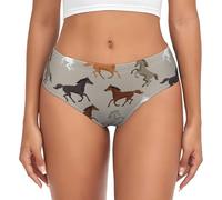 ESASAM Slip pour femme mignon cheval - Sous-vêtements confortables et respirants avec taille élastique et design sans couture, culotte taille basse, activités quotidiennes, Noir , M