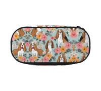 ESASAM Sweet Basset Hound Trousse à crayons tendance avec espace de rangement nécessaire pour stylos, crayons et articles de papeterie, Noir , Taille unique, Cartable