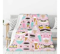 ESASAM Sweet Ice Cream Couverture en flanelle 320 g, légère et chaude, hypoallergénique