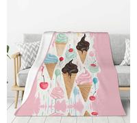 ESASAM Sweet Ice Cream Couverture en flanelle 320 g, légère et chaude, hypoallergénique