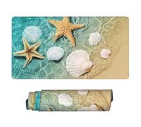 ESASAM Tapis de souris en caoutchouc avec motif étoile de mer et coquillages 40,6 x 74,9 cm - Sous-main de bureau pour bureau et voyage