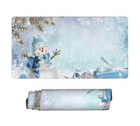 ESASAM Tapis de souris extra large en caoutchouc Motif bonhomme de neige mignon 40,6 x 74,9 cm - Sous-main de bureau pour bureau et voyage