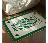 EsaSam Tapis mignon rétro avec cartes à jouer pour chambre à coucher, salle de bain, cuisine, esthétique, funky, dortoir, université, tapis de sol antidérapant, touffetage, jeu tendance et amusant